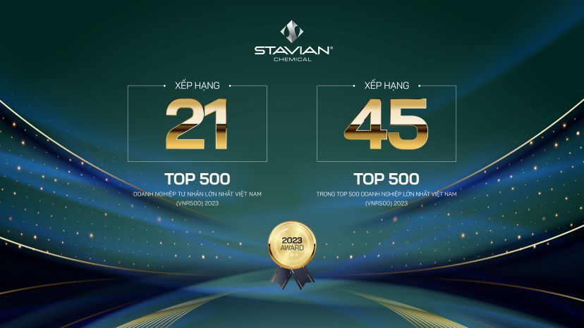 Stavian Chemical tiếp tục thăng hạng trong Bảng xếp hạng VNR500 năm 2023