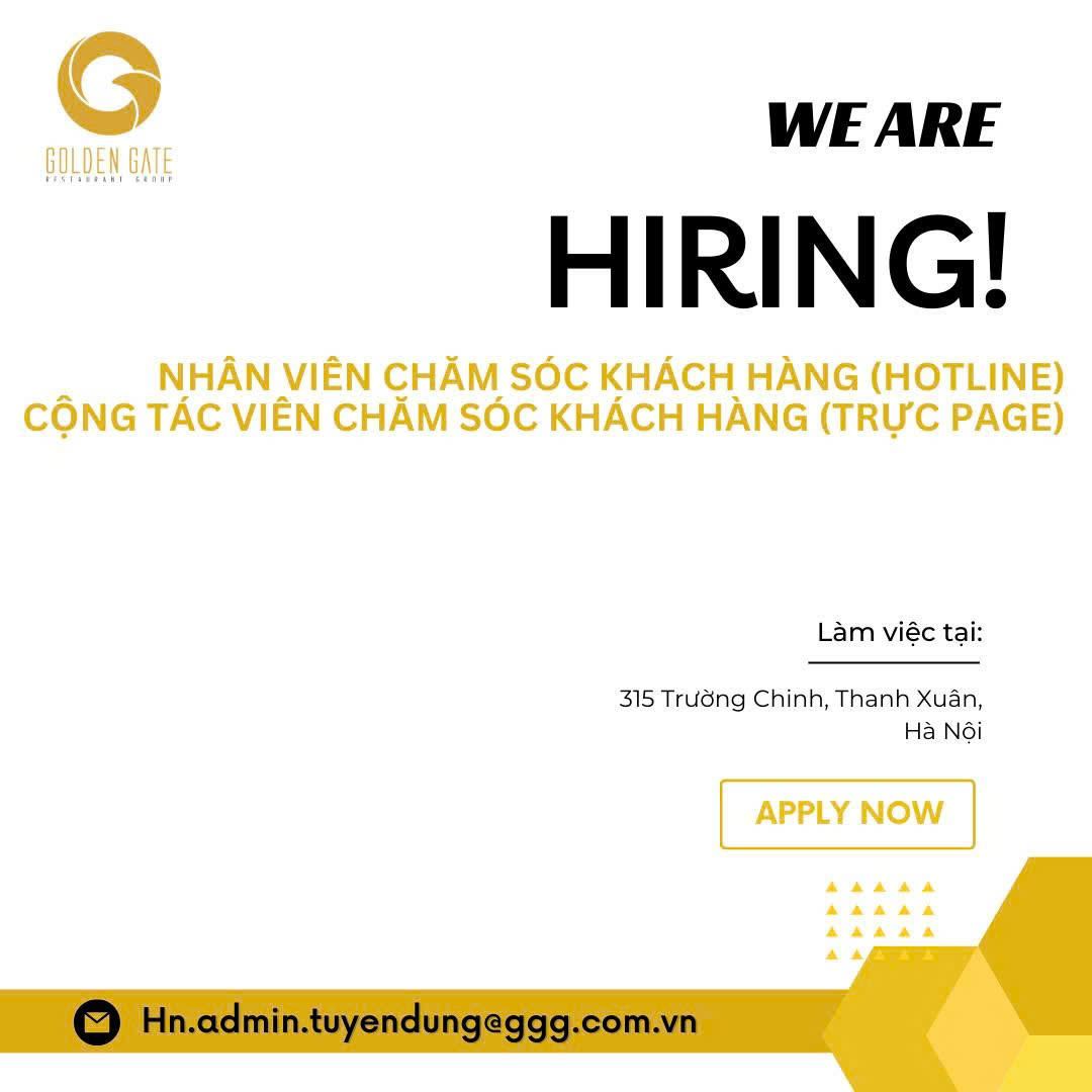[HN] TUYỂN CỘNG TÁC VIÊN CHĂM SÓC KHÁCH HÀNG (TRỰC PAGE) - TẬP ĐOÀN GOLDEN GATE