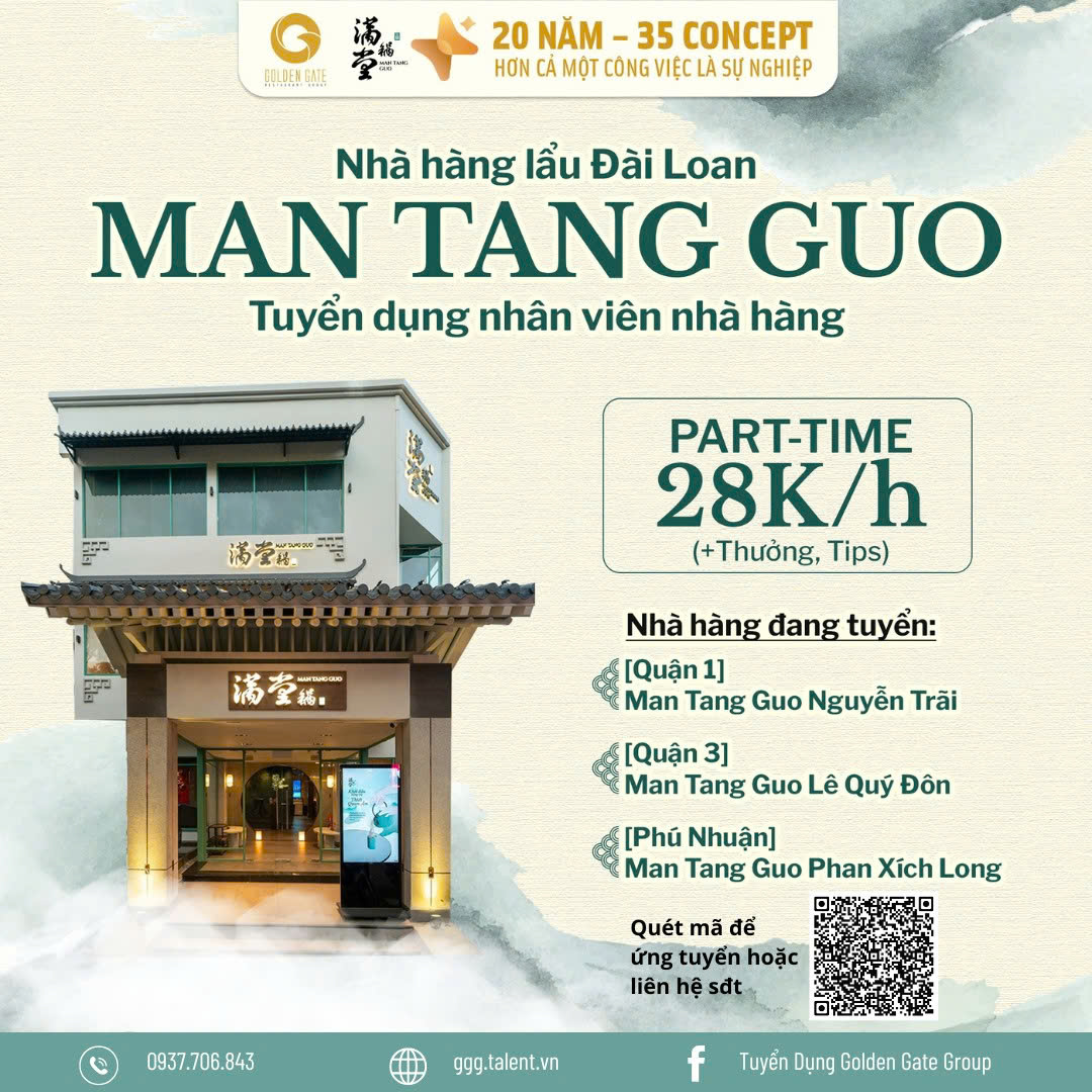Nhân viên nhà hàng - Chuỗi nhà hàng lẩu Mantangguo