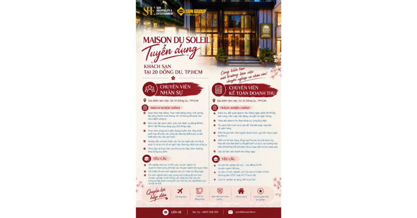 KHÁCH SẠN MAISON DU SOLEIL TÌM KIẾM HIỀN TÀI – CÙNG KIẾN TẠO MÔI TRƯỜNG LÀM VIỆC CHUYÊN NGHIỆP VÀ NHÂN VĂN